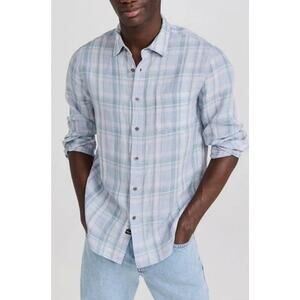 Rails Mens 100% Linen Havana Plaid Button Down Shirt Blue Pink  Size XL NEW